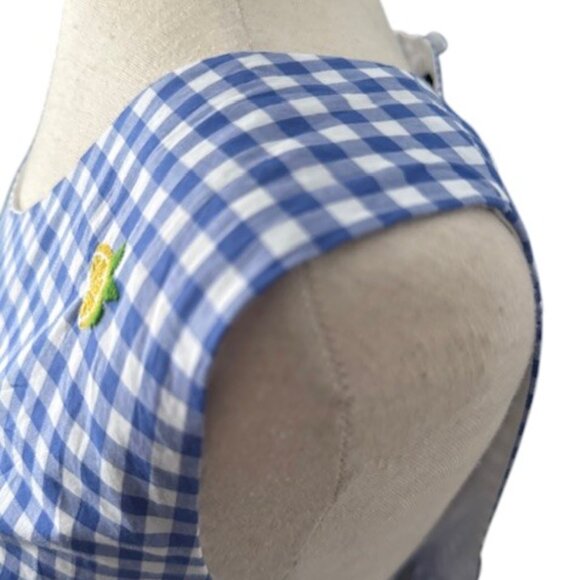 Talbots Lemon Gingham Shift Dress Embroidered Keyhole Back Lined Cotton 16 NWOT - Picture 7 of 16